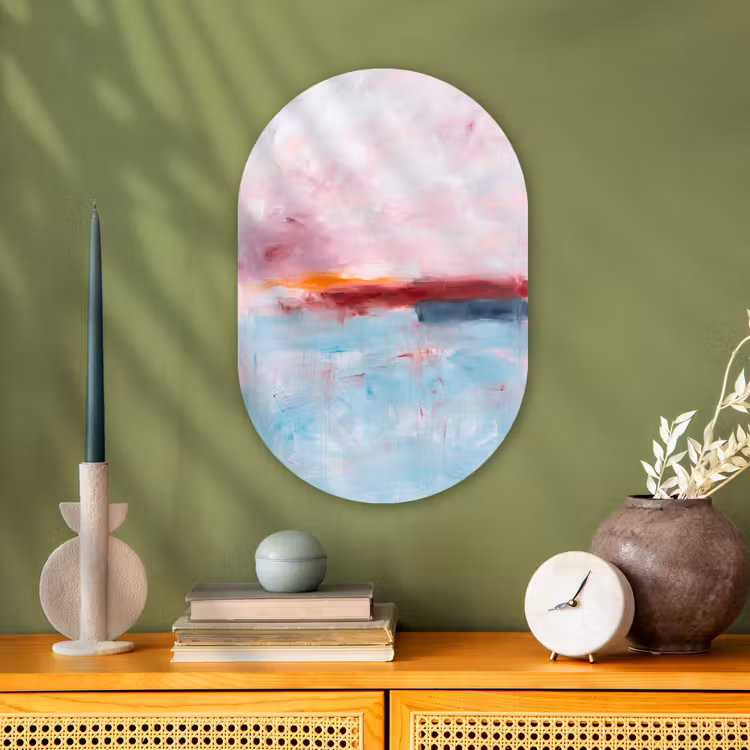Muurovaal - Kunststof - Abstract - Kleuren - Modern - Kunst - Roze — 3