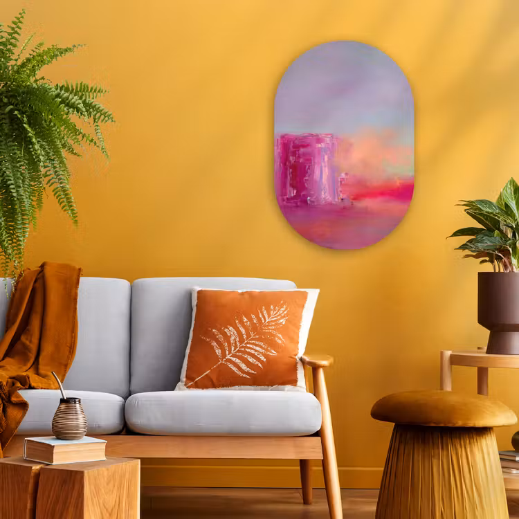 Muurovaal - Kunststof - Abstract - Kleuren - Modern - Roze — 1