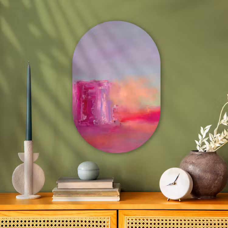 Muurovaal - Kunststof - Abstract - Kleuren - Modern - Roze — 2
