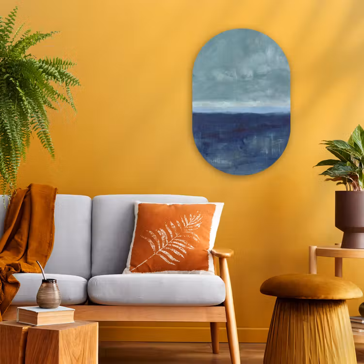 Muurovaal - Kunststof - Abstract - Lagen - Rust - Modern - Blauw — 1