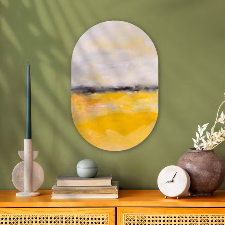 Muurovaal - Kunststof - Abstract - Landschap - Modern - Geel — 2