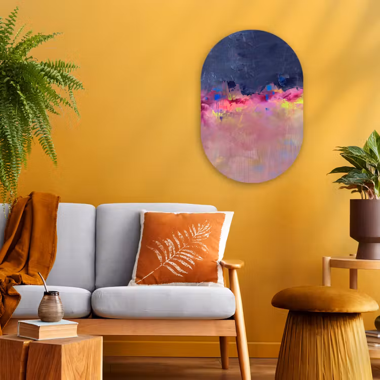 Muurovaal - Kunststof - Abstract - Textuur - Kleuren - Modern - Roze — 1