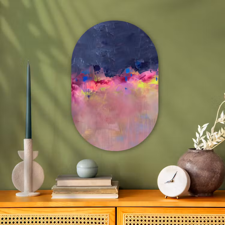 Muurovaal - Kunststof - Abstract - Textuur - Kleuren - Modern - Roze — 2
