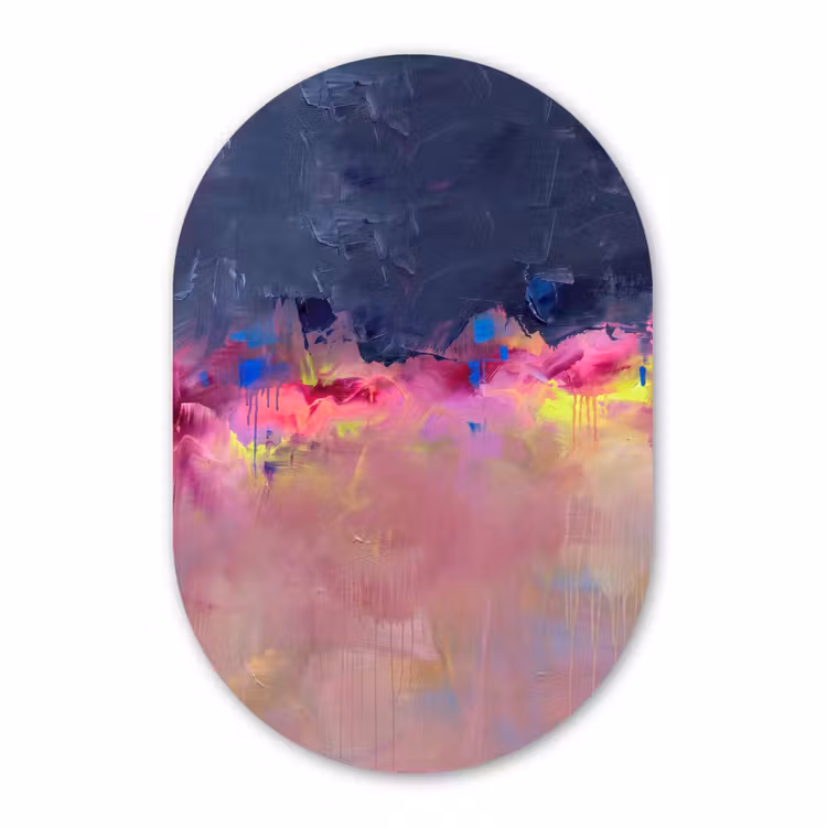 Muurovaal - Kunststof - Abstract - Textuur - Kleuren - Modern - Roze — 3