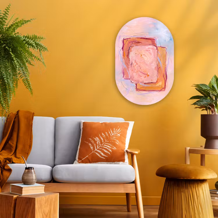 Muurovaal - Kunststof - Abstract - Vormen - Modern - Roze — 1