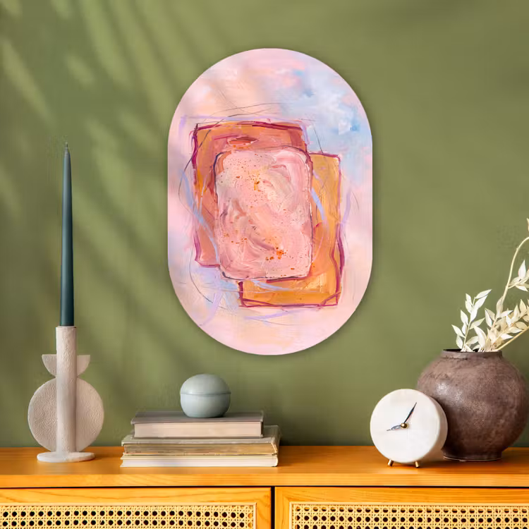 Muurovaal - Kunststof - Abstract - Vormen - Modern - Roze — 2