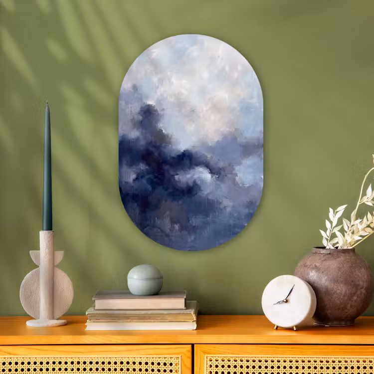 Muurovaal - Kunststof - Abstract - Wolken - Modern - Blauw - Kunst — 2