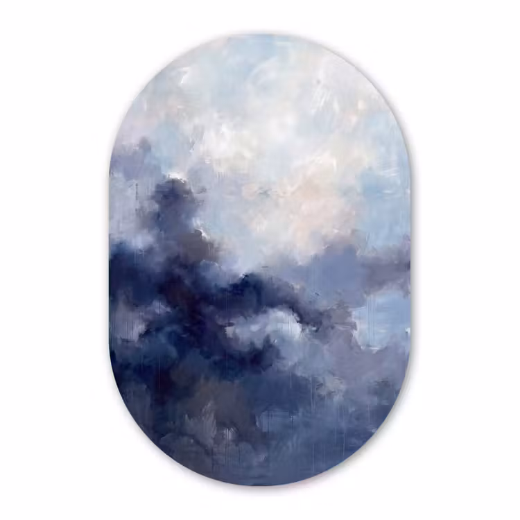 Muurovaal - Kunststof - Abstract - Wolken - Modern - Blauw - Kunst — 3