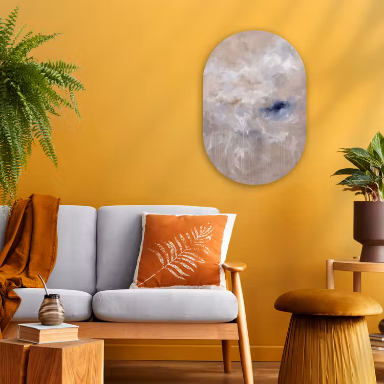 Muurovaal - Kunststof - Abstract - Wolken - Sfeer - Modern - Beige — 1