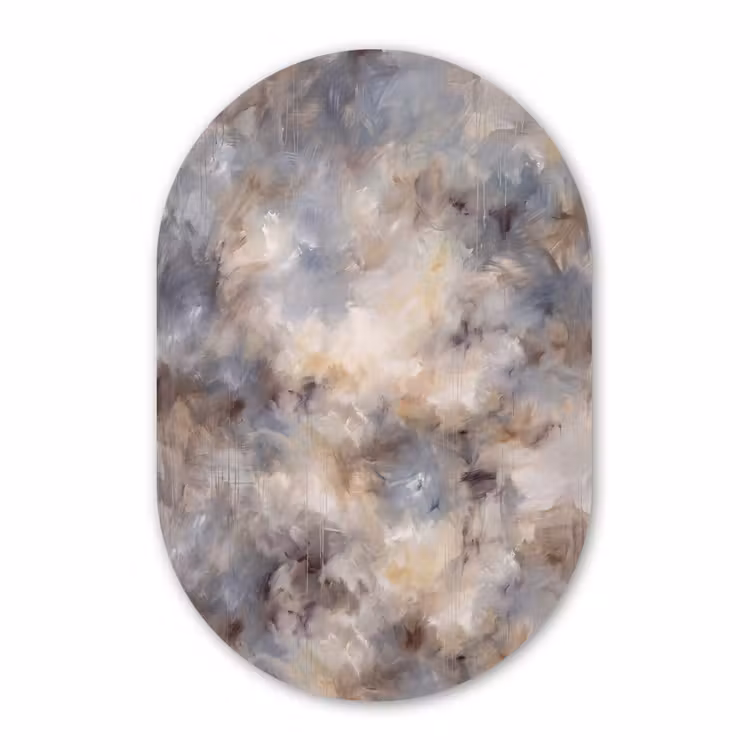 Muurovaal - Kunststof - Abstract - Wolken - Sfeervol - Beige - Grijs — 3
