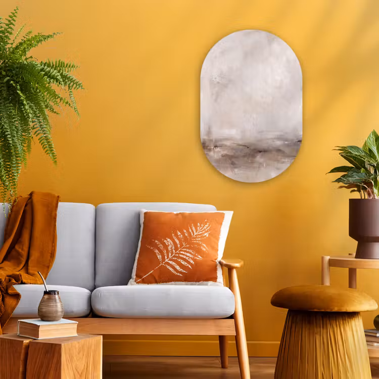 Muurovaal - Kunststof - Abstrakt - Landschap - Modern - Beige - Kunst — 1