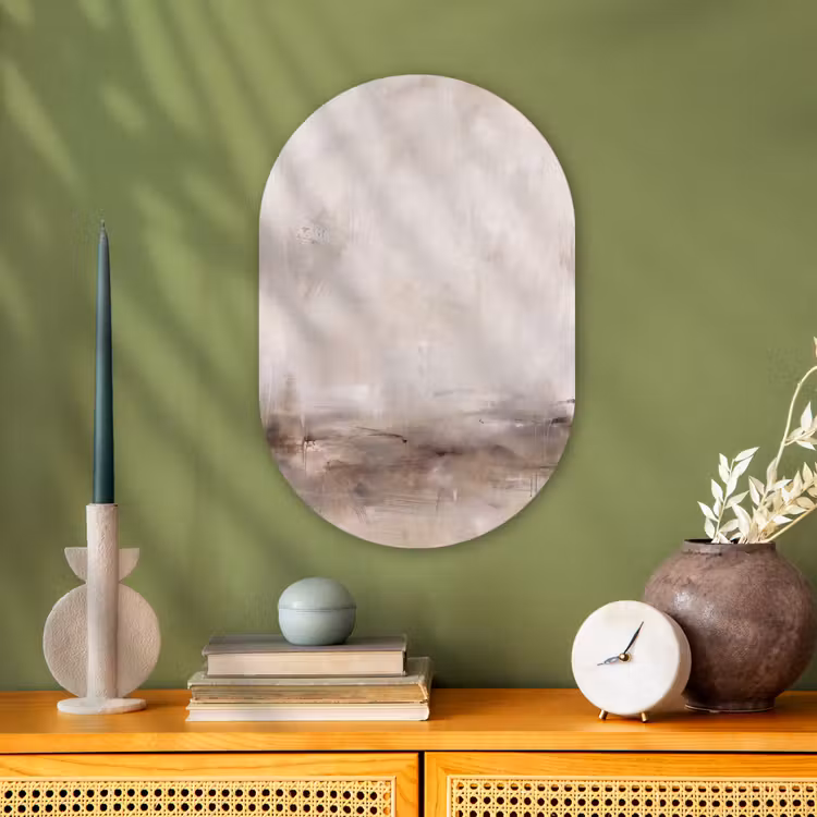 Muurovaal - Kunststof - Abstrakt - Landschap - Modern - Beige - Kunst — 2