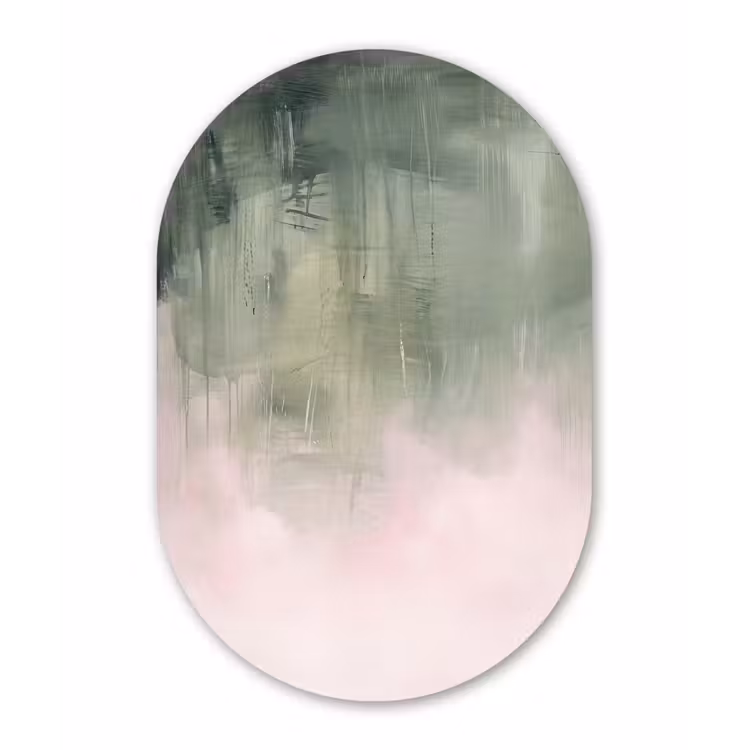 Muurovaal - Kunststof - Kunst - Abstract - Modern - Groen - Roze — 3