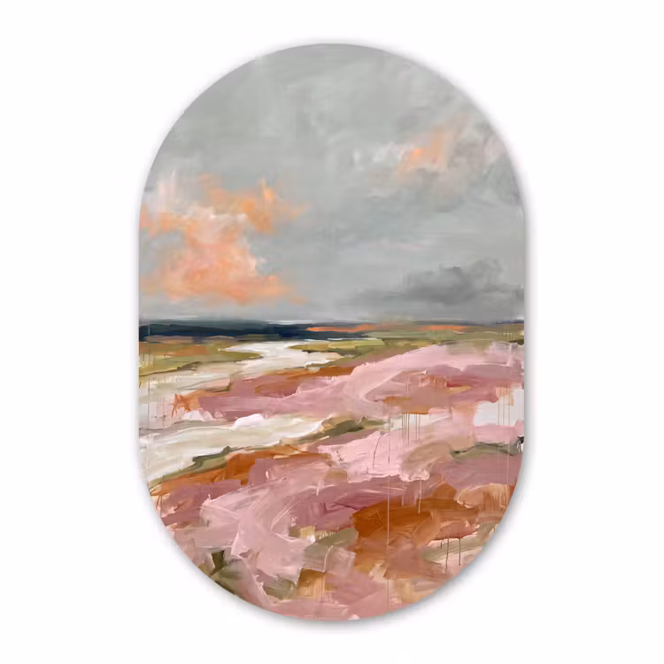 Muurovaal - Kunststof - Landschap - Rivier - Abstract - Roze - Groen — 3