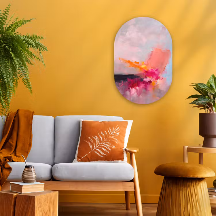 Muurovaal - Kunststof - Abstract - Kleurrijk - Modern - Roze — 1