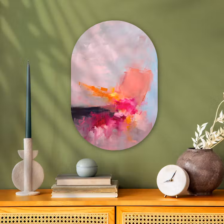 Muurovaal - Kunststof - Abstract - Kleurrijk - Modern - Roze — 2