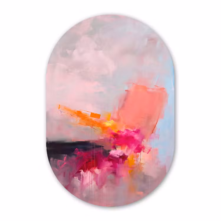 Muurovaal - Kunststof - Abstract - Kleurrijk - Modern - Roze — 3