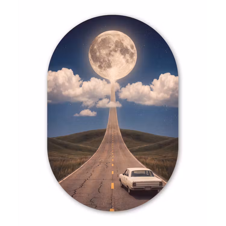 Muurovaal - Glas - Weg - Maan - Nacht — 1
