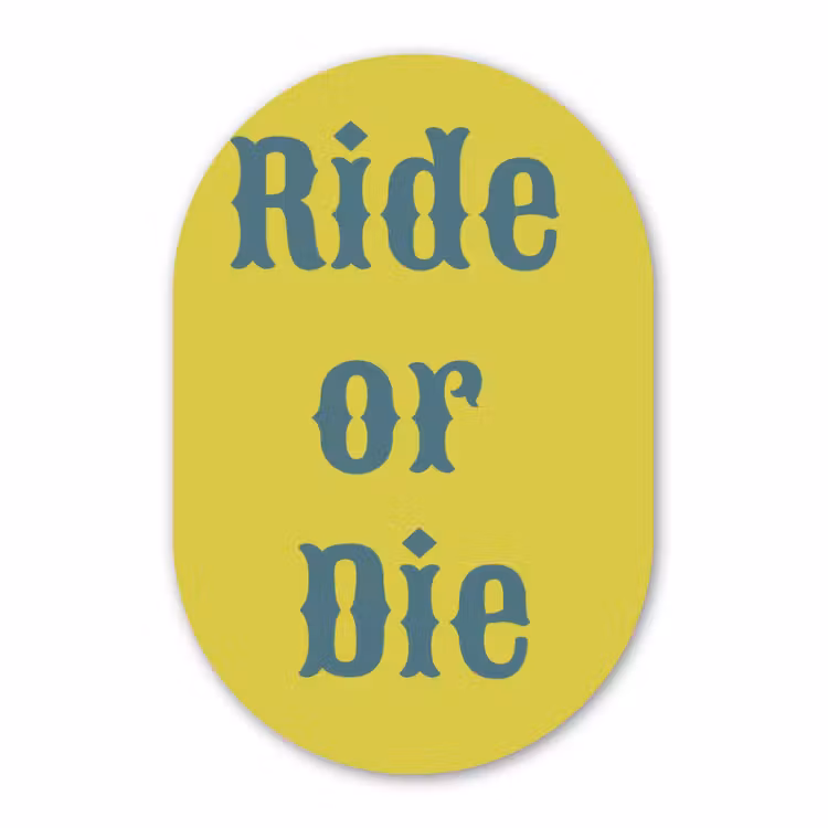 Muurovaal - Kunststof - Ride or die - Geel - Blauw — 2