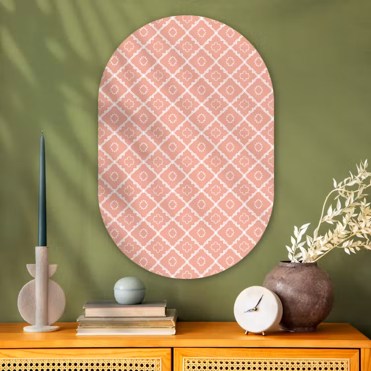 Muurovaal - Glas - Zalmroze - Geometrisch - Elegant - Patroon — 2