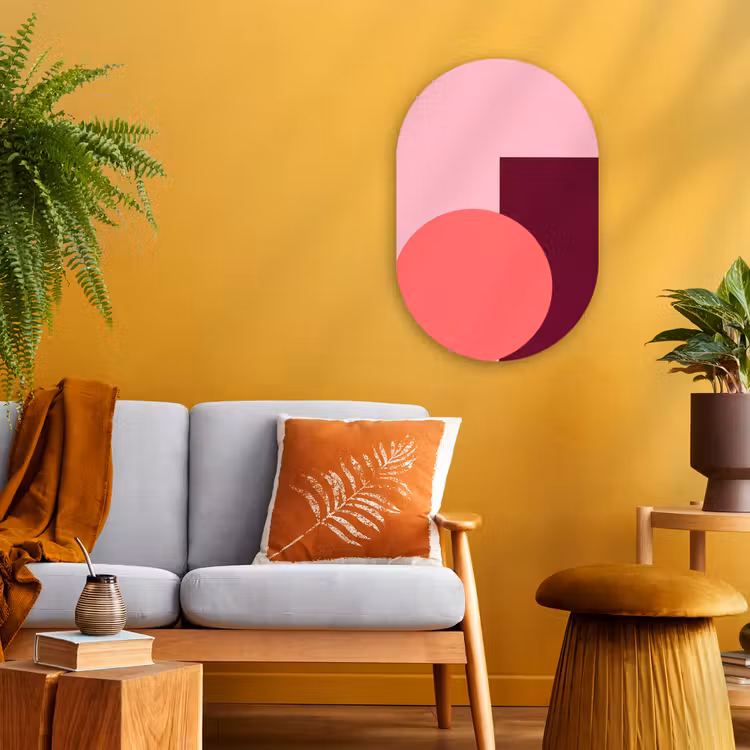 Muurovaal - Kunststof - Abstract - Vormen - Roze - Modern - Design — 1