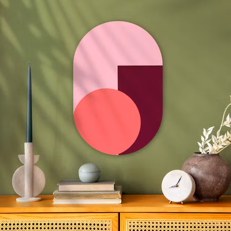 Muurovaal - Kunststof - Abstract - Vormen - Roze - Modern - Design — 2