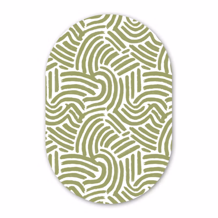 Muurovaal - Kunststof - Saliegroen - Abstract - Bogen - Handgetekend - Patroon — 3