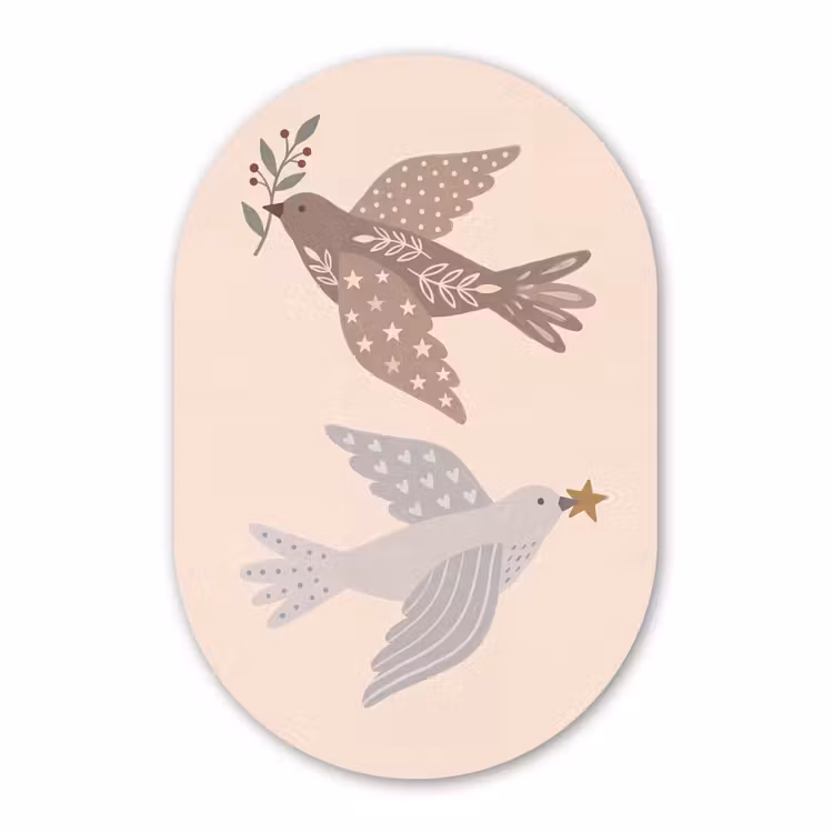 Muurovaal - Kunststof - Vogel - Bessen - Natuur - Modern - Beige — 3