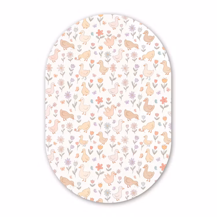Muurovaal - Glas - Vogel - Bloemen - Patroon - Pastel - Dieren — 1