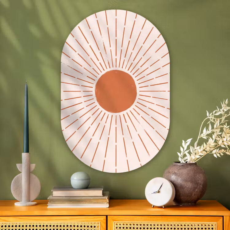 Muurovaal - Glas - Zon - Stralen - Abstract - Terracotta - Modern — 2