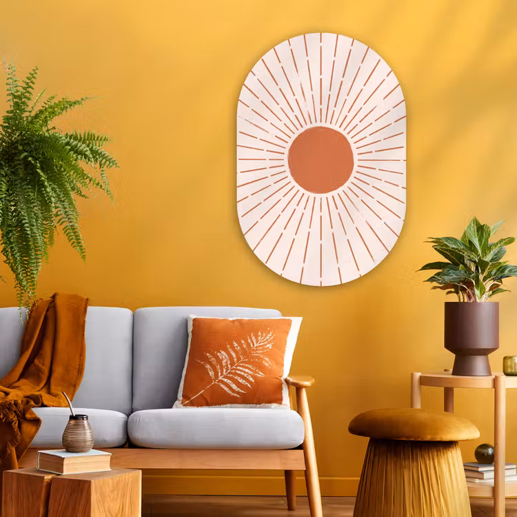 Muurovaal - Glas - Zon - Stralen - Abstract - Terracotta - Modern — 3