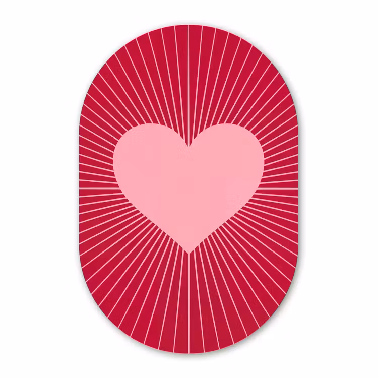 Muurovaal - Kunststof - Hart - Stralen - Liefde - Abstract - Roze — 3