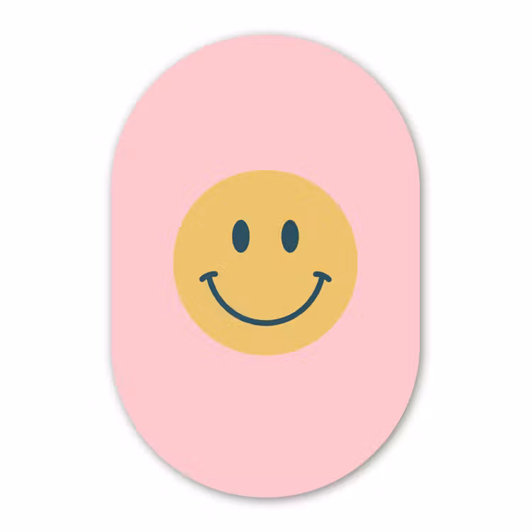 Muurovaal - Kunststof - Smiley - Geel - Roze - Symbool - Minimalistisch — 3