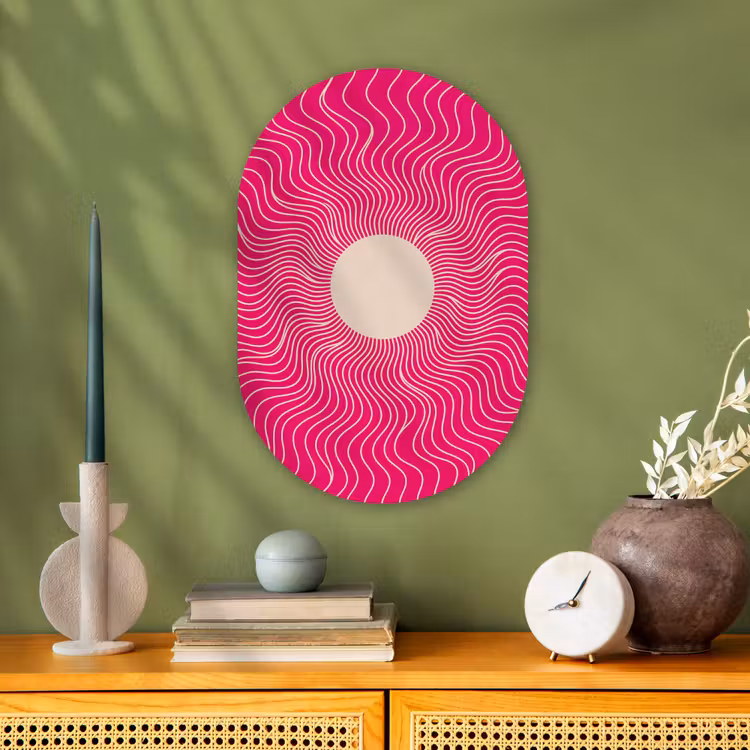 Muurovaal - Kunststof - Abstract - Patroon - Roze — 2