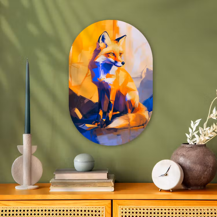 Muurovaal - Kunststof - Vos - Oranje - Vormen - Abstract — 3