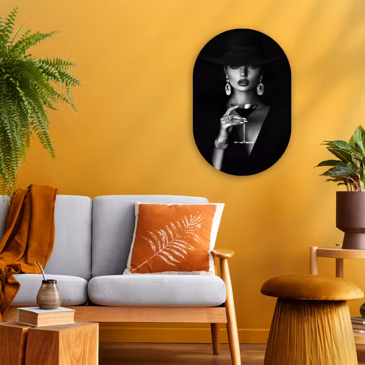 Muurovaal - Kunststof - Vrouw - Cocktail - Chic — 1