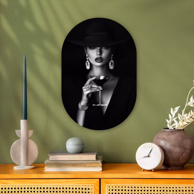 Muurovaal - Kunststof - Vrouw - Cocktail - Chic — 3