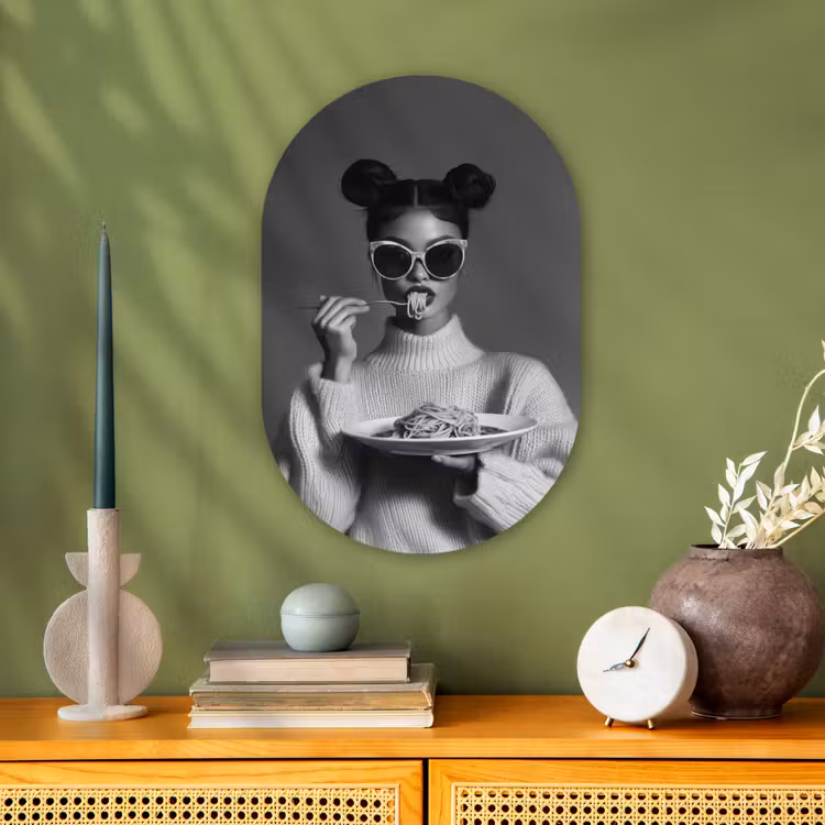 Muurovaal - Kunststof - Vrouw - Pasta - Zonnebril — 2