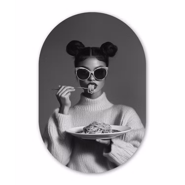 Muurovaal - Kunststof - Vrouw - Pasta - Zonnebril — 3
