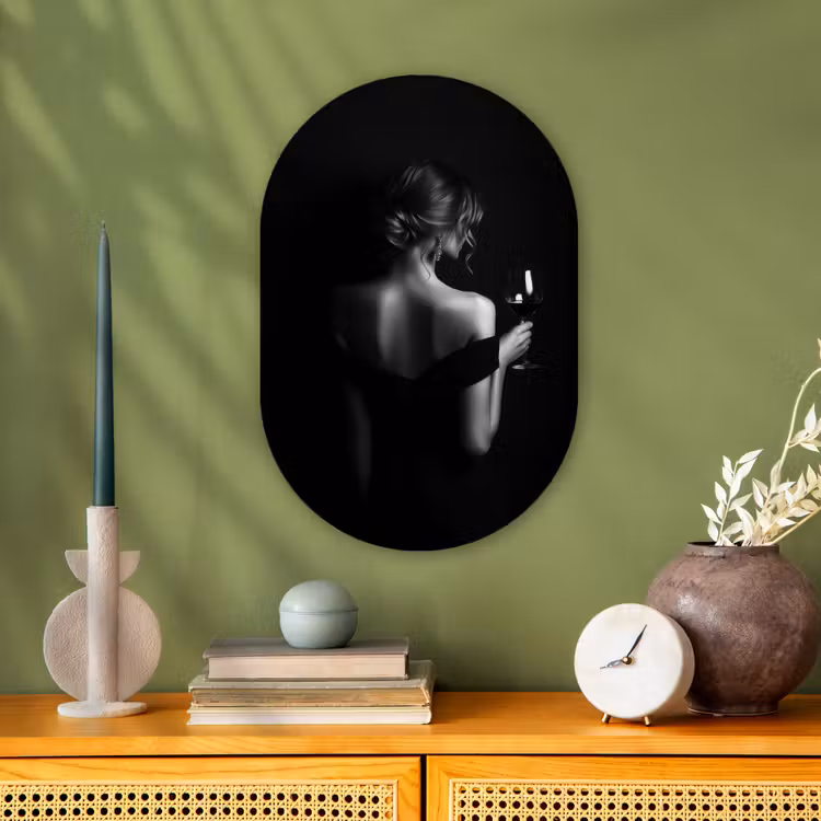 Muurovaal - Kunststof - Vrouw - Wijn - Jurk — 3