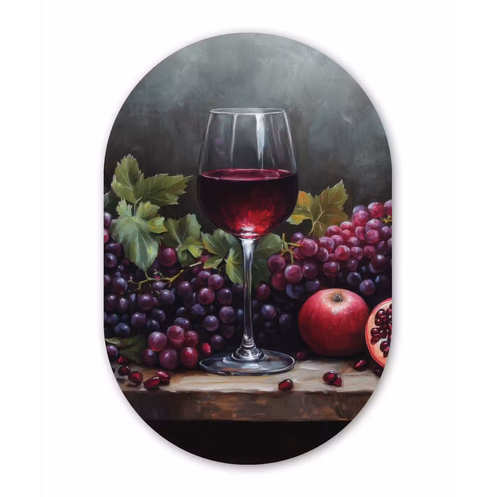 Muurovaal - Kunststof - Wijn - Fruit - Stilleven — 1