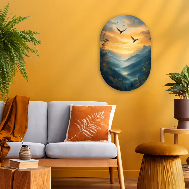 Muurovaal - Kunststof - Vogels - Zon - Bomen - Groen — 1