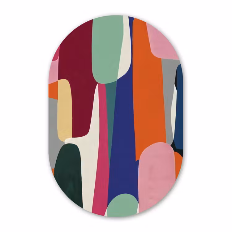 Muurovaal - Kunststof - Vormen - Ritmisch - Kleuren - Abstract — 3