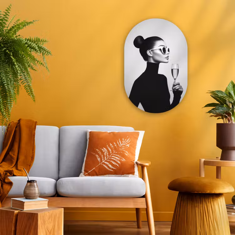 Muurovaal - Kunststof - Vrouw - Champagne - Modern — 1