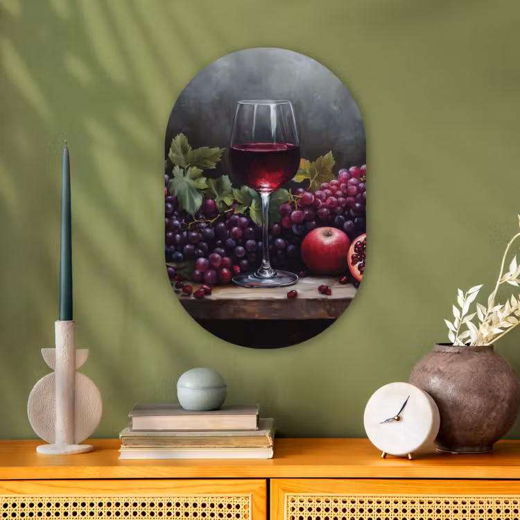 Muurovaal - Kunststof - Wijn - Fruit - Stilleven — 3