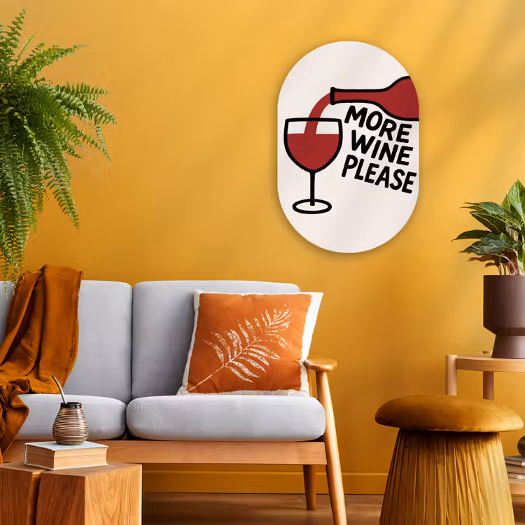 Muurovaal - Kunststof - Wijnfles - Quote - Rood - Glas — 1
