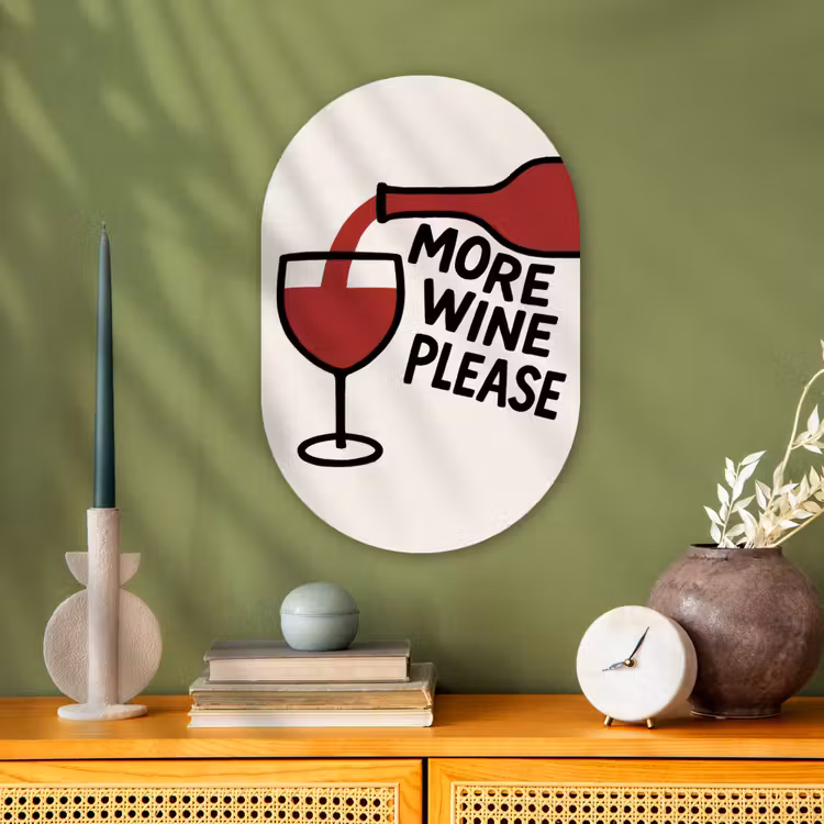Muurovaal - Kunststof - Wijnfles - Quote - Rood - Glas — 2