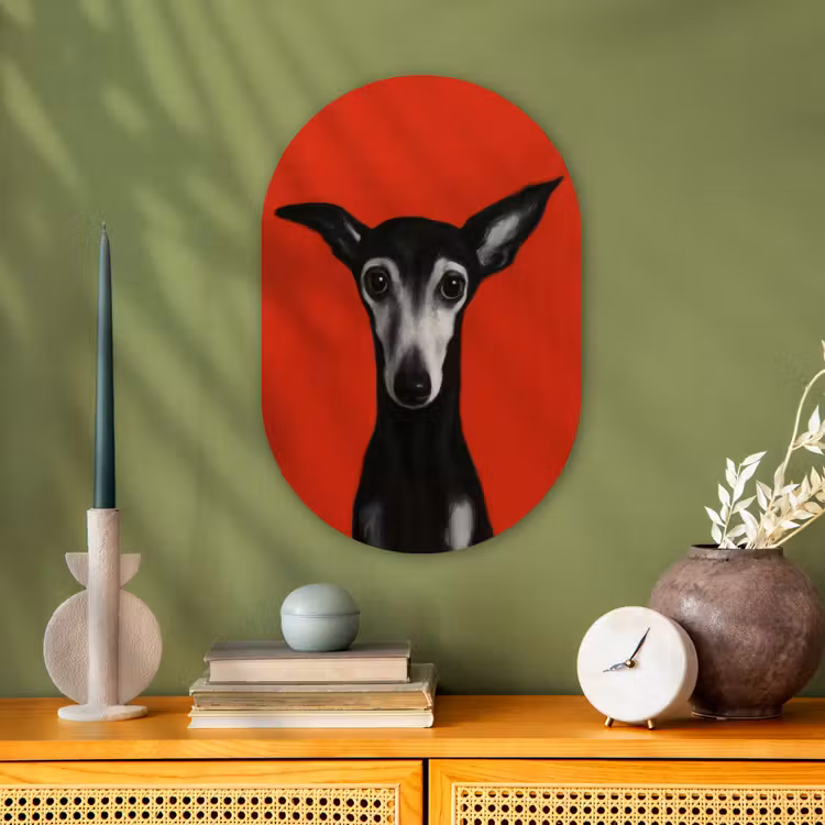 Muurovaal - Kunststof - Windhond - Minimalistisch - Rood — 2