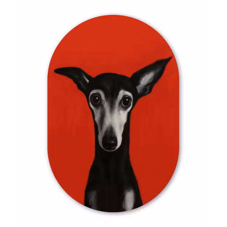 Muurovaal - Kunststof - Windhond - Minimalistisch - Rood — 3