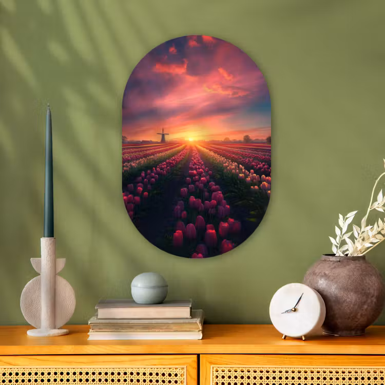 Muurovaal - Kunststof - Windmolen - Zonsondergang - Landschap — 3
